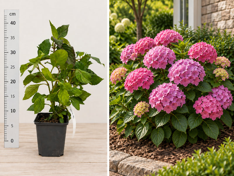 Hortensie Serrata Preziosa Roz-Purpuriu - Butaș ghiveci, 20-30 cm