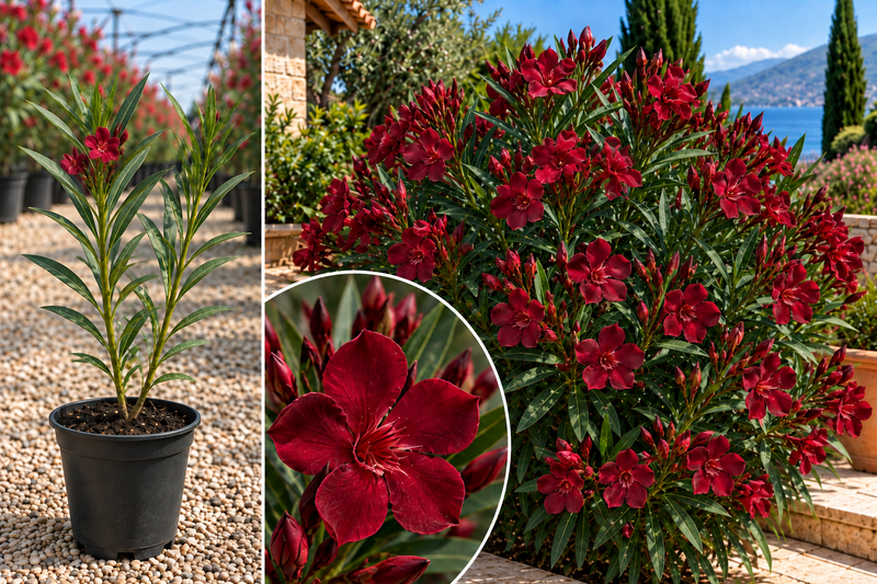 Leandru Roșu Închis Emile Sahut (Nerium Oleander) - Butaș 30-50 cm